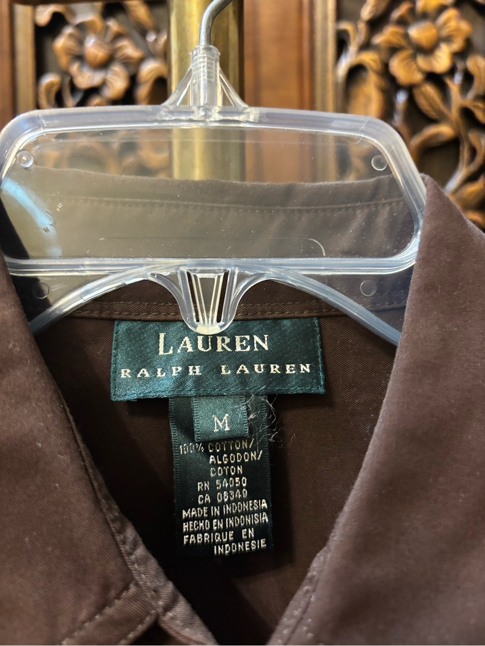 Lauren Ralph Lauren Brown Utility Safari Button Up Shir - Picture 2 of 4